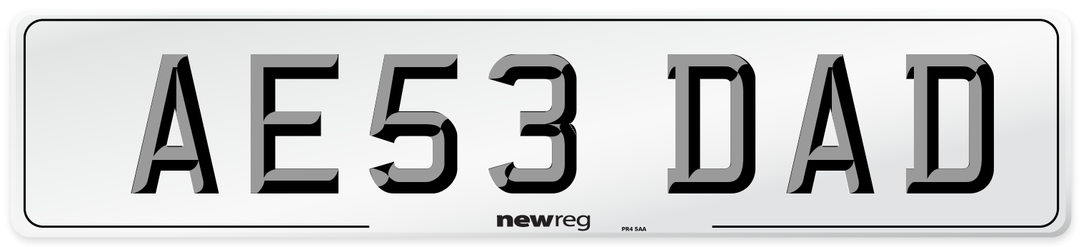 AE53 DAD Number Plate from New Reg